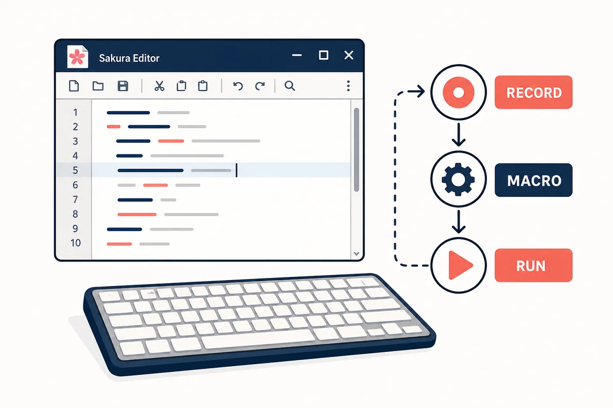 Macros de Sakura Editor: grabar, guardar, registrar y pasar a JS