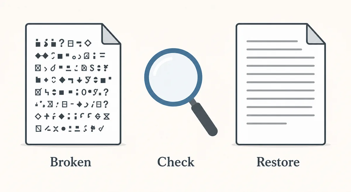 Schéma de diagnostic d’un texte illisible avant restauration